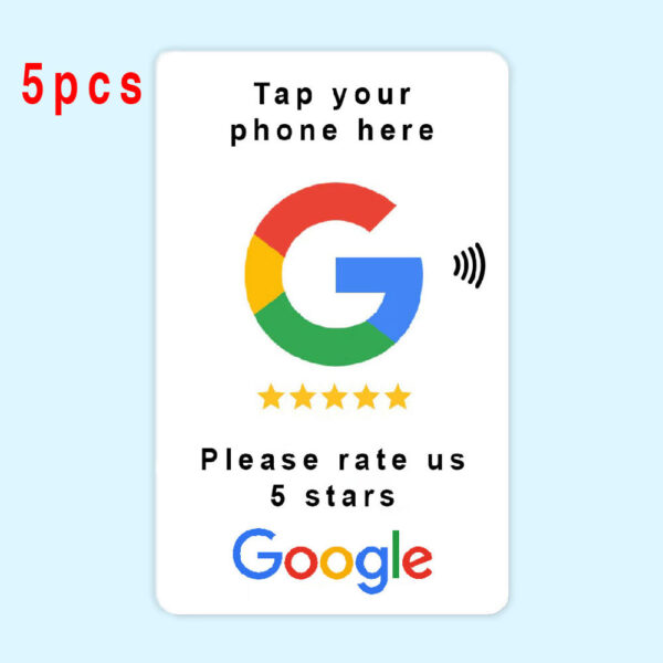 5 pcs pre-programmed NFC Google Review cards - Ready to Use, No Setup Required!